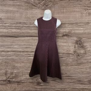 Boden British Tweed By Moon Purple Maroon Pokadots A-Line Dress.  2P